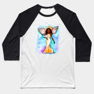 Angel with dove - Black angel of peace  ! with Afro hair, green eyes, Cherry pink lips and dark brown skin. Hair love ! Baseball T-Shirt